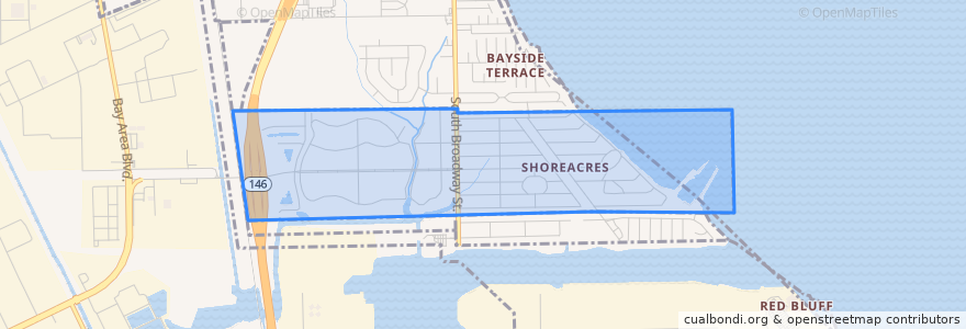 Mapa de ubicacion de Shoreacres.