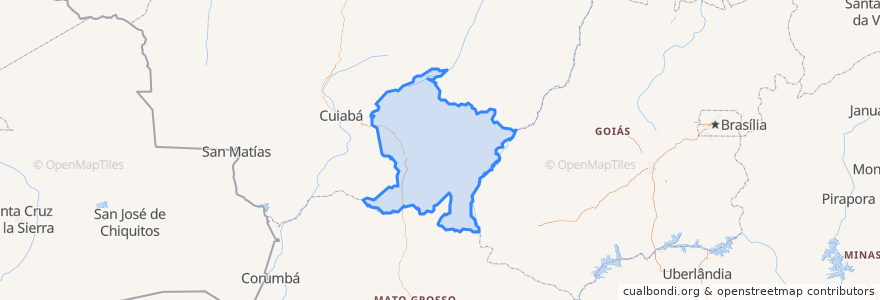 Mapa de ubicacion de Região Geográfica Intermediária de Rondonópolis.