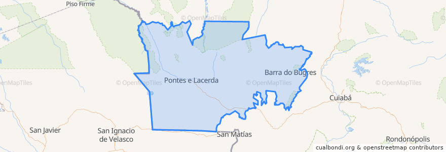 Mapa de ubicacion de Região Geográfica Intermediária de Cáceres.