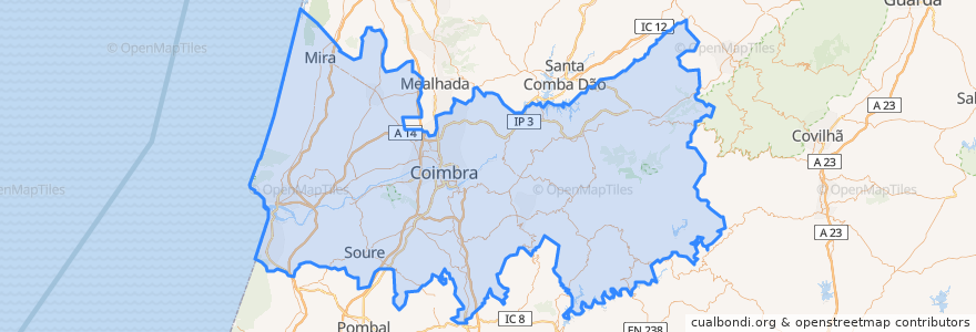 Mapa de ubicacion de Coimbra.