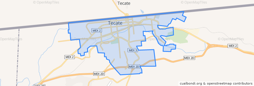Mapa de ubicacion de Tecate.