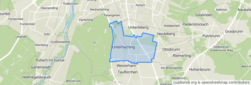 Mapa de ubicacion de Unterhaching.