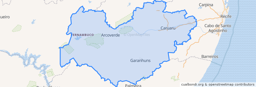 Mapa de ubicacion de Região Geográfica Intermediária de Caruaru.