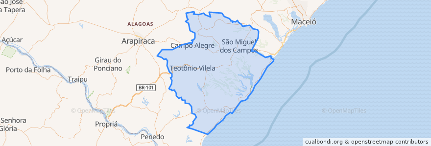 Mapa de ubicacion de Região Geográfica Imediata de São Miguel dos Campos.