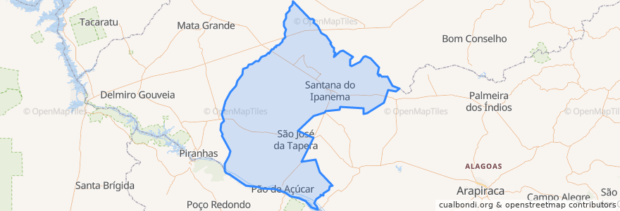 Mapa de ubicacion de Região Geográfica Imediata de Santana do Ipanema.