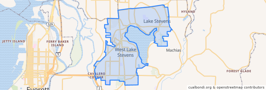 Mapa de ubicacion de Lake Stevens.