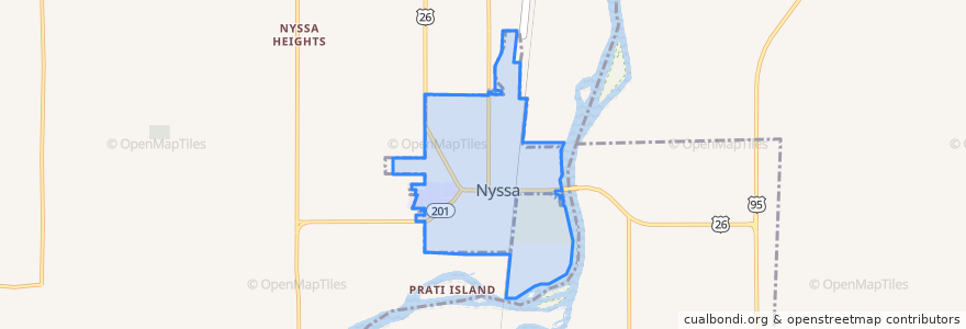 Mapa de ubicacion de Nyssa.