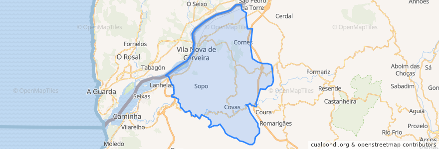 Mapa de ubicacion de Vila Nova de Cerveira.