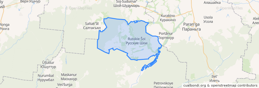 Mapa de ubicacion de Русско-Шойское сельское поселение.