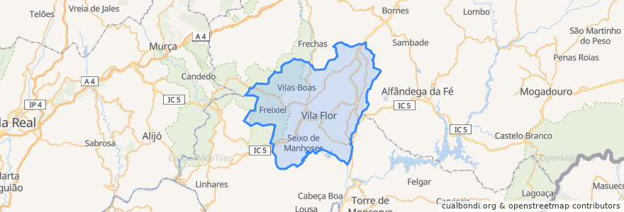 Mapa de ubicacion de Vila Flor.