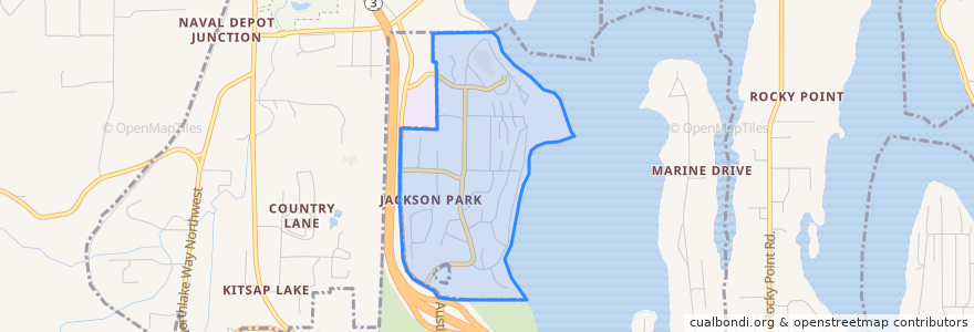 Mapa de ubicacion de Jackson Park Support Area.