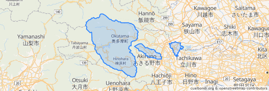 Mapa de ubicacion de 西多摩郡.