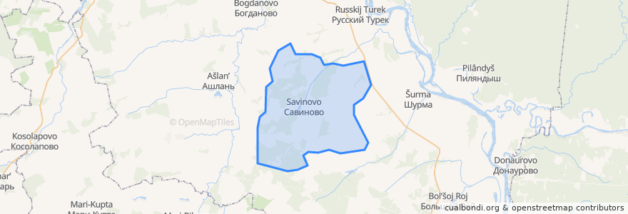 Mapa de ubicacion de Савиновское сельское поселение.