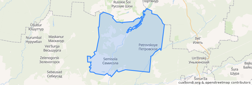 Mapa de ubicacion de Семисолинское сельское поселение.