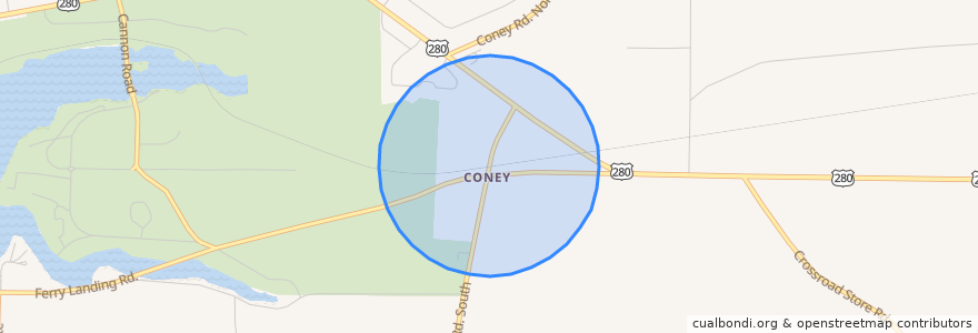 Mapa de ubicacion de Coney.