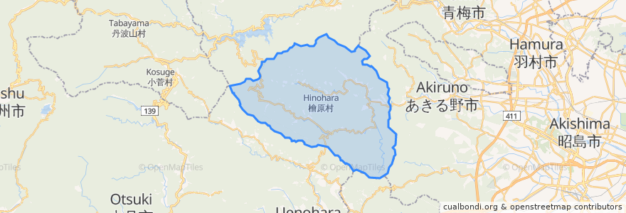 Mapa de ubicacion de Hinohara.