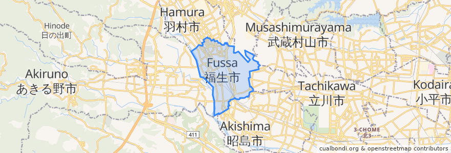 Mapa de ubicacion de Fussa.