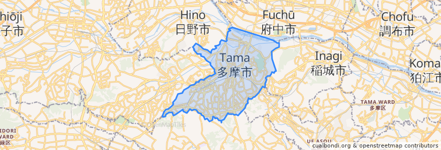 Mapa de ubicacion de 多摩市.