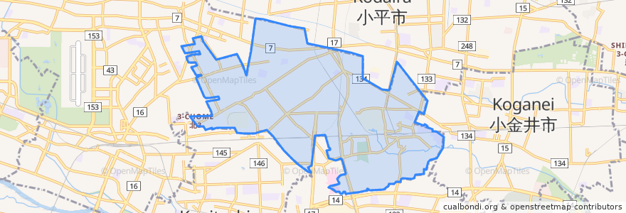 Mapa de ubicacion de 国分寺市.