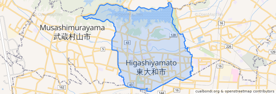 Mapa de ubicacion de 東大和市.