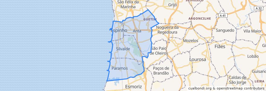 Mapa de ubicacion de Espinho.