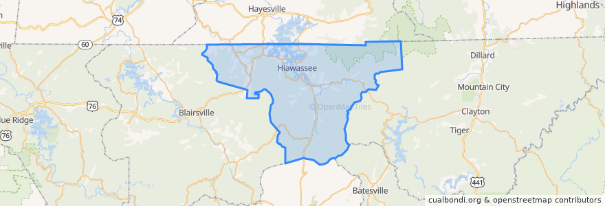 Mapa de ubicacion de Towns County.