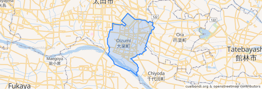 Mapa de ubicacion de 大泉町.