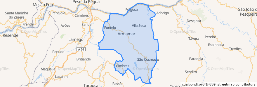 Mapa de ubicacion de Armamar.