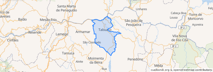 Mapa de ubicacion de Tabuaço.