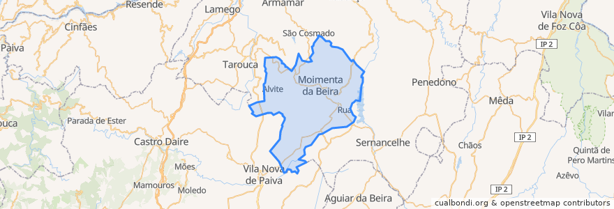 Mapa de ubicacion de Moimenta da Beira.