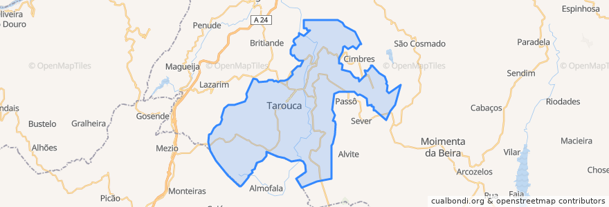 Mapa de ubicacion de Tarouca.