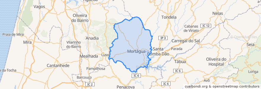 Mapa de ubicacion de Mortágua.