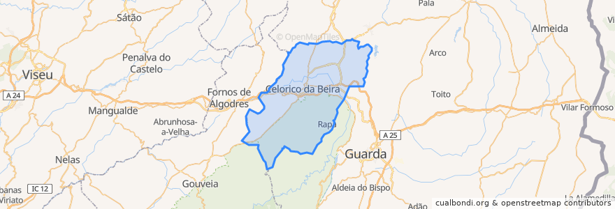 Mapa de ubicacion de Celorico da Beira.