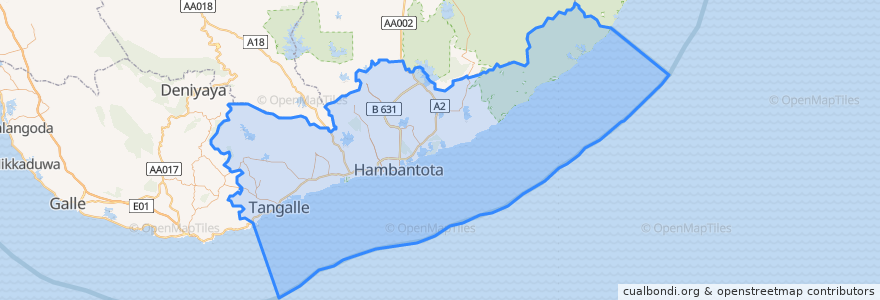 Mapa de ubicacion de Hambantota District.