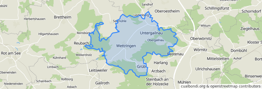 Mapa de ubicacion de Wettringen.