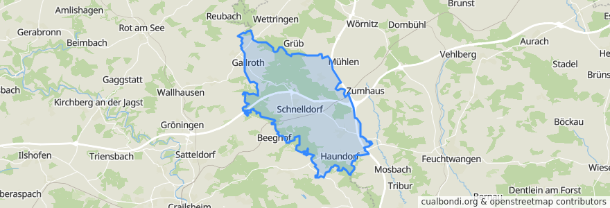 Mapa de ubicacion de Schnelldorf.