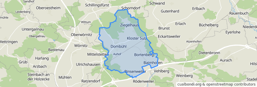 Mapa de ubicacion de Dombühl.