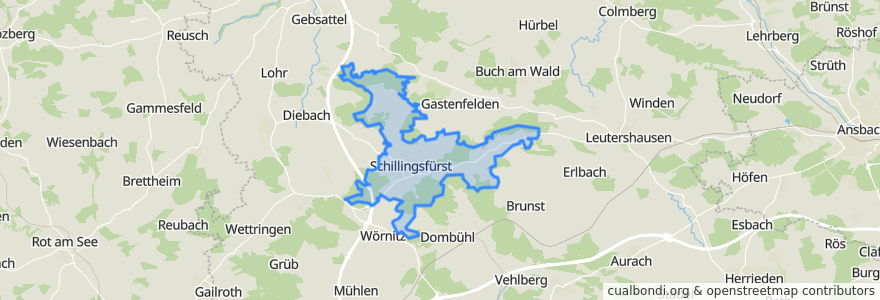 Mapa de ubicacion de Schillingsfürst.