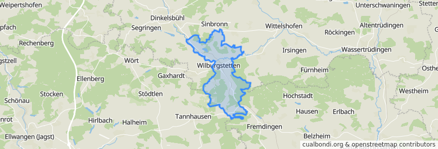 Mapa de ubicacion de Wilburgstetten.