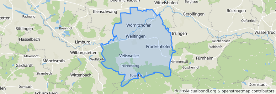 Mapa de ubicacion de Weiltingen.