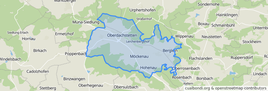 Mapa de ubicacion de Oberdachstetten.