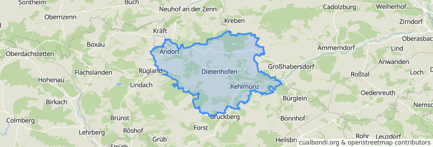 Mapa de ubicacion de Dietenhofen.