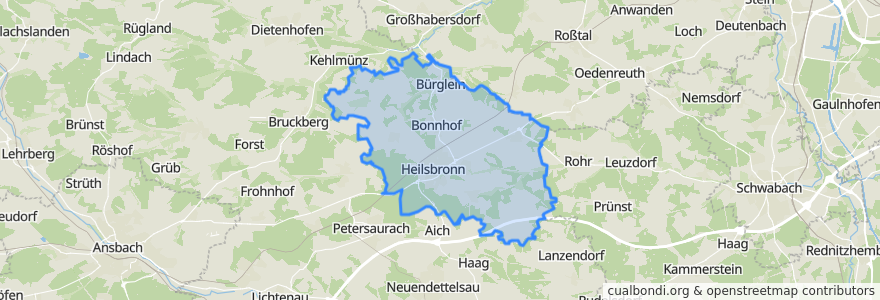 Mapa de ubicacion de Heilsbronn.