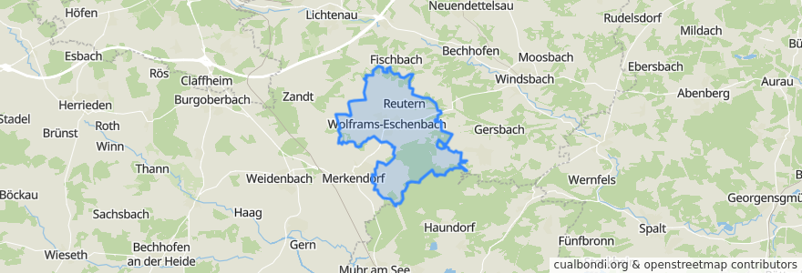 Mapa de ubicacion de Wolframs-Eschenbach.