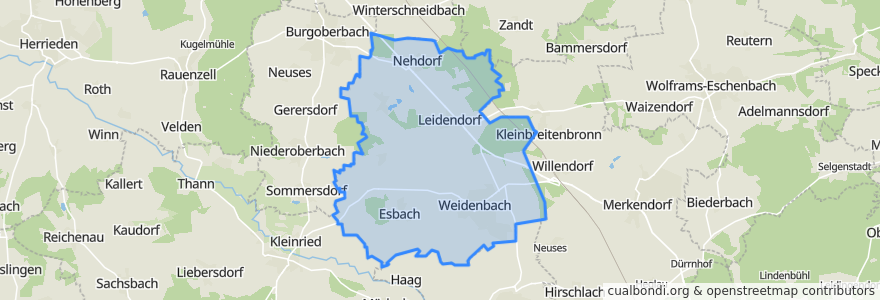 Mapa de ubicacion de Weidenbach.