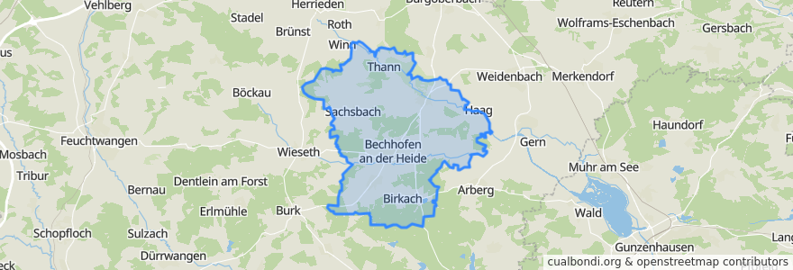 Mapa de ubicacion de Bechhofen.