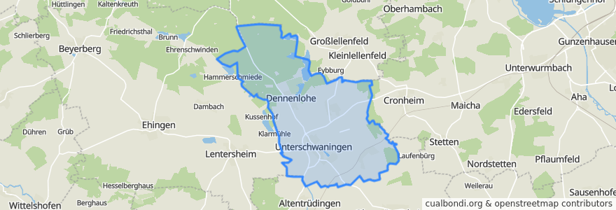 Mapa de ubicacion de Unterschwaningen.