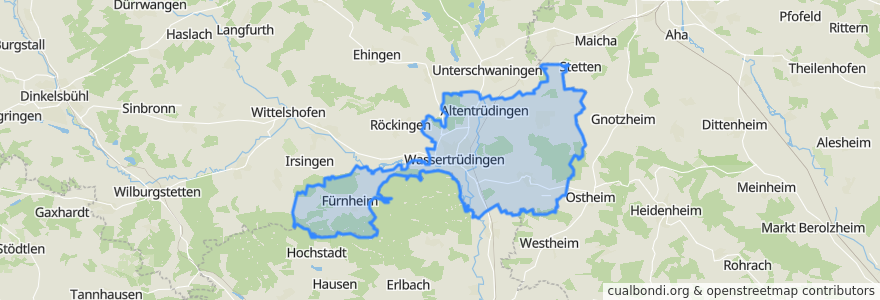 Mapa de ubicacion de Wassertrüdingen.