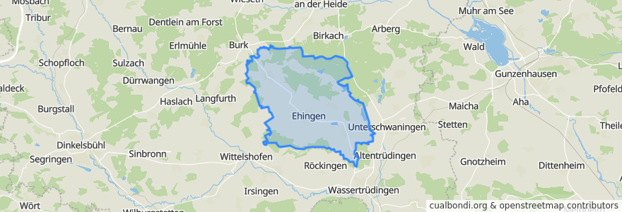 Mapa de ubicacion de Ehingen.