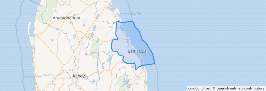 Mapa de ubicacion de Batticaloa District.